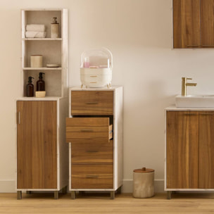 Étagère 1 porte 7 niveaux Come bois et effet marbre