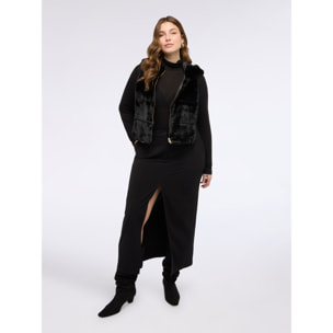 Fiorella Rubino - Pechera acolchada con capucha de peluche - Negro