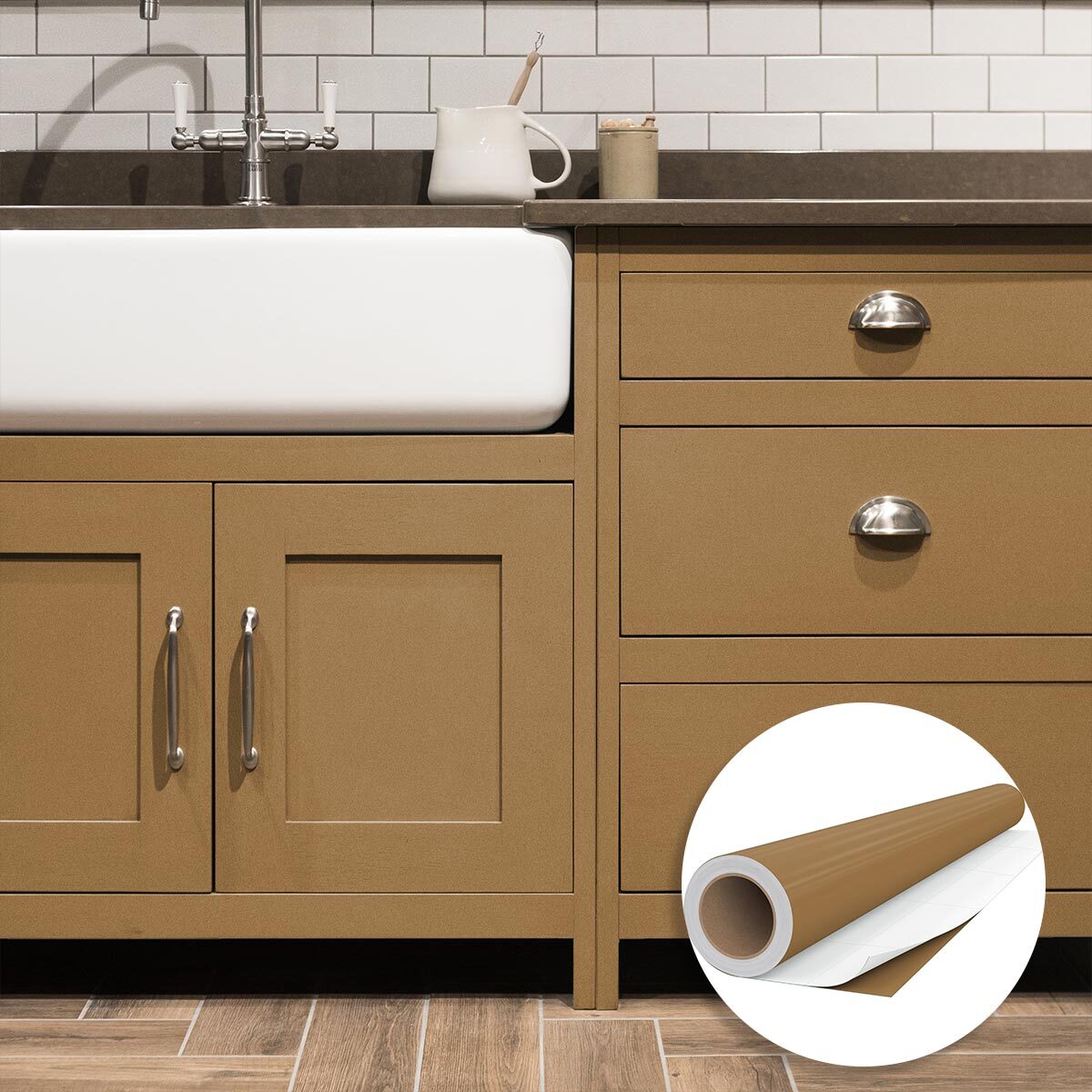 Rouleau adhésif décoratif Vinyle au Mètre - Cuivre - Sticker Lavable Imperméable Mur Cuisine Meubles