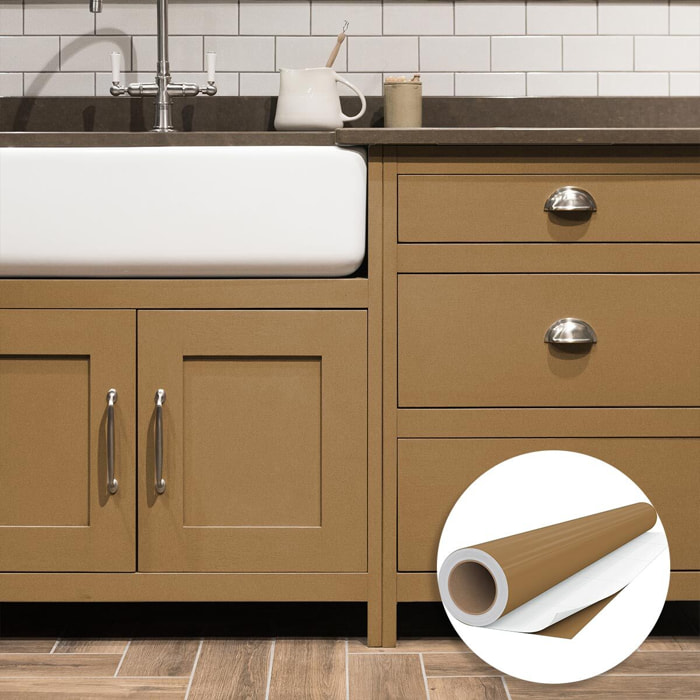 Rouleau adhésif décoratif Vinyle au Mètre - Cuivre - Sticker Lavable Imperméable Mur Cuisine Meubles