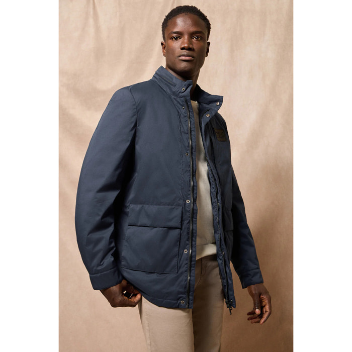 Parka leggero blu marino con toppa logotipata