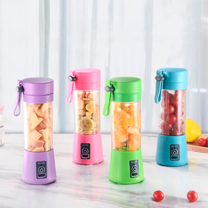 Frullatore elettrico portatile di 380ml, 15.000rpm, batteria da 2000mAh e coperchio con filtro.