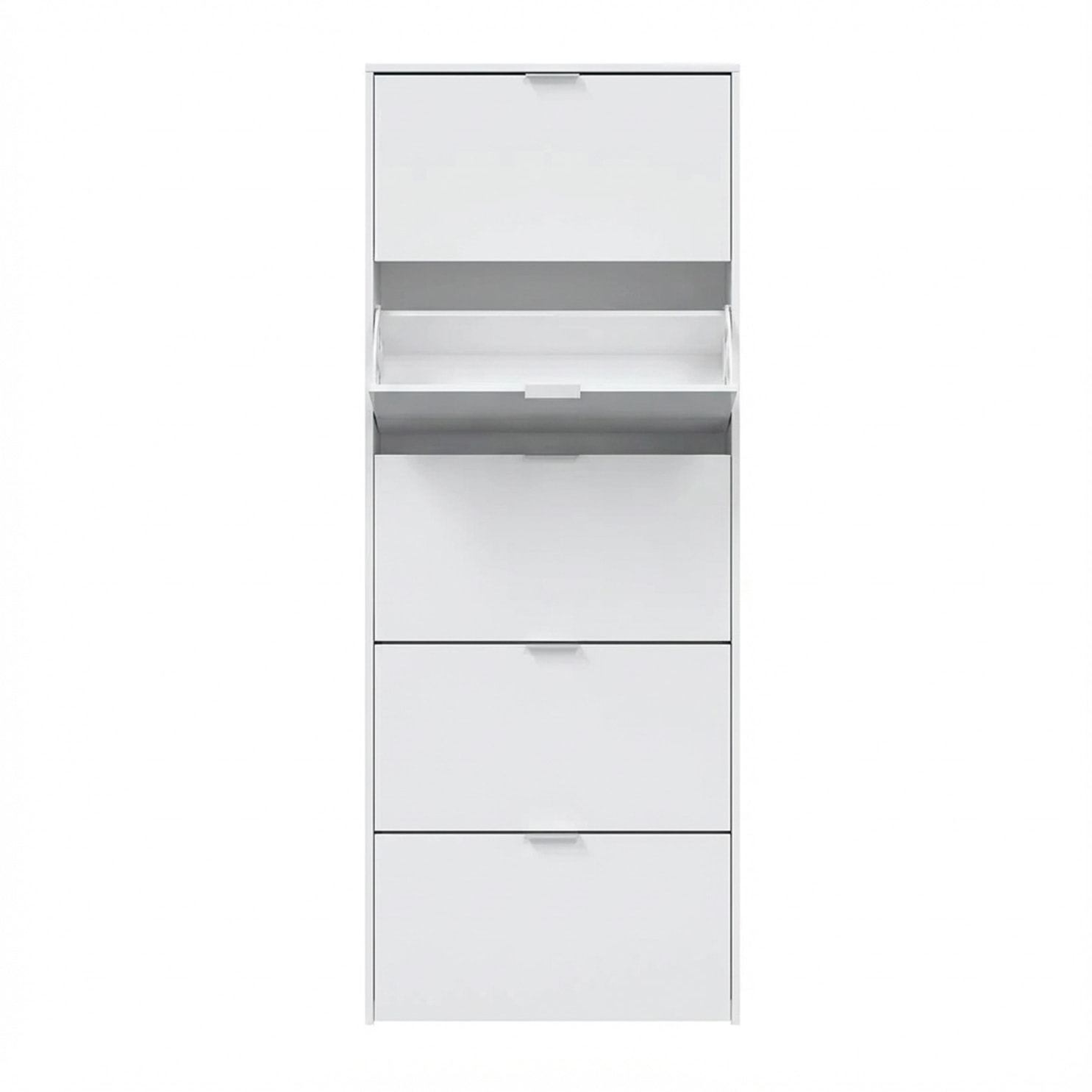 Scarpiera Armadio con 5 Ante Ribaltabili in Legno, Mobile Porta Scarpe Scaffale Mensola Organizzatore per Casa, Ingresso 70×17×180 Cm Bianco Lucido