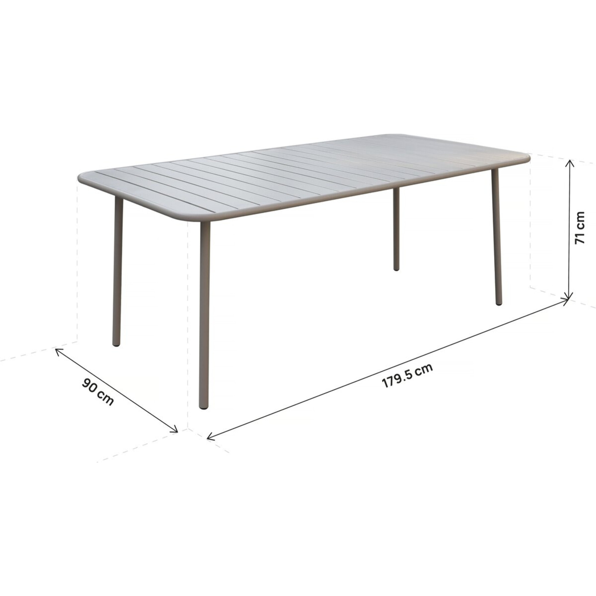 Table jardin en métal "Bilbao" - 180 x 90 x 71 cm - Taupe