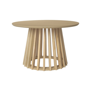 Set de 2 tables basses rondes plateau effet bois chêne et pieds en bois de sapin. Ø40cm et Ø60cm