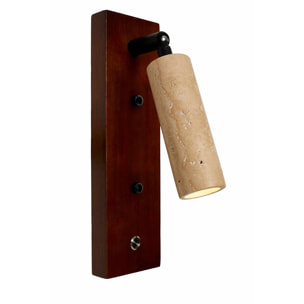 Applique murale orientable en travertin et bois effet noyer TIVOLI