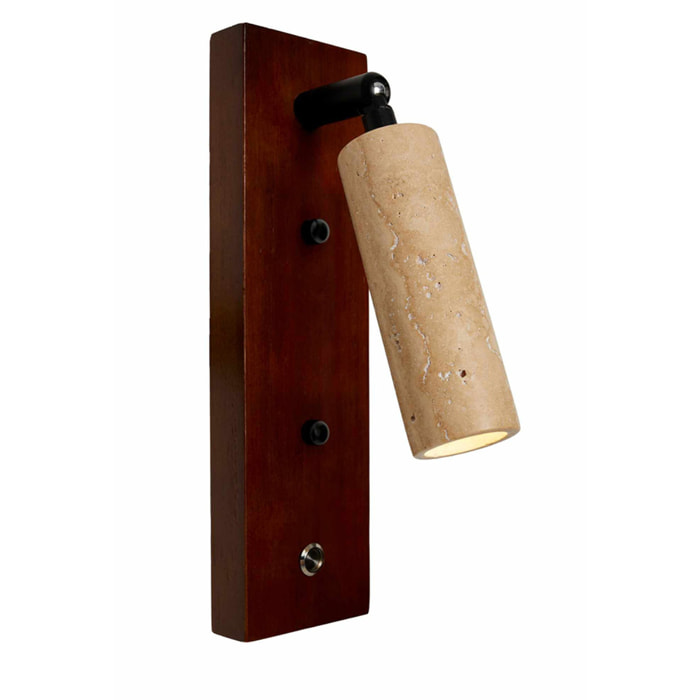Applique murale orientable en travertin et bois effet noyer TIVOLI