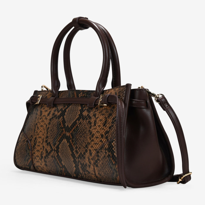 Bolso de mano serpiente con cinturón y hebillas