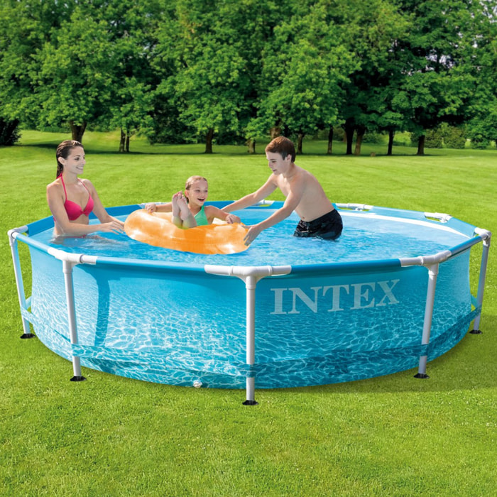 Intex Piscina Metal Frame Beachside rotonda con Pompa Filtro, 305x76cm