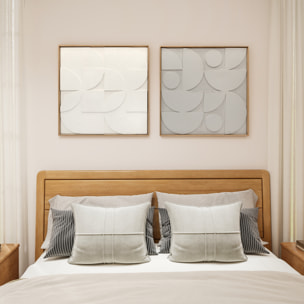 Decoración de Pared de Madera 3D, Juego de 2 Piezas, Adornos de Pared 80 cm con Patrones Geométricos Huecos, Decoración Moderna para Salón, Dormitorio, Pasillo, Blanco