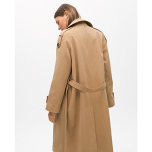 Trench lungo in tessuto doppio petto