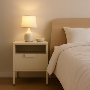 Comodino in metallo con cassetto 45x30x50cm avorio - Pop