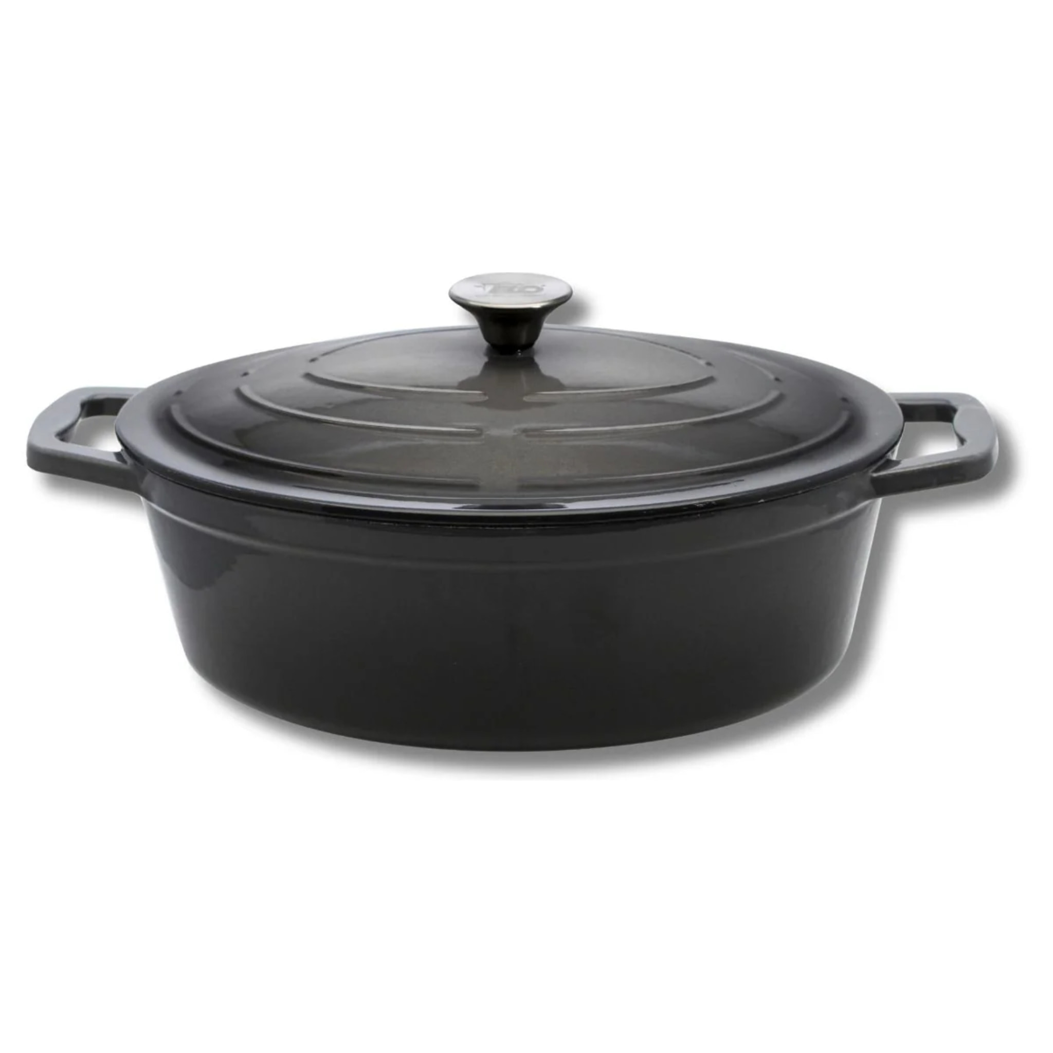 Cocotte ovale en fonte émaillée 33 cm gris classique 5 L Elo