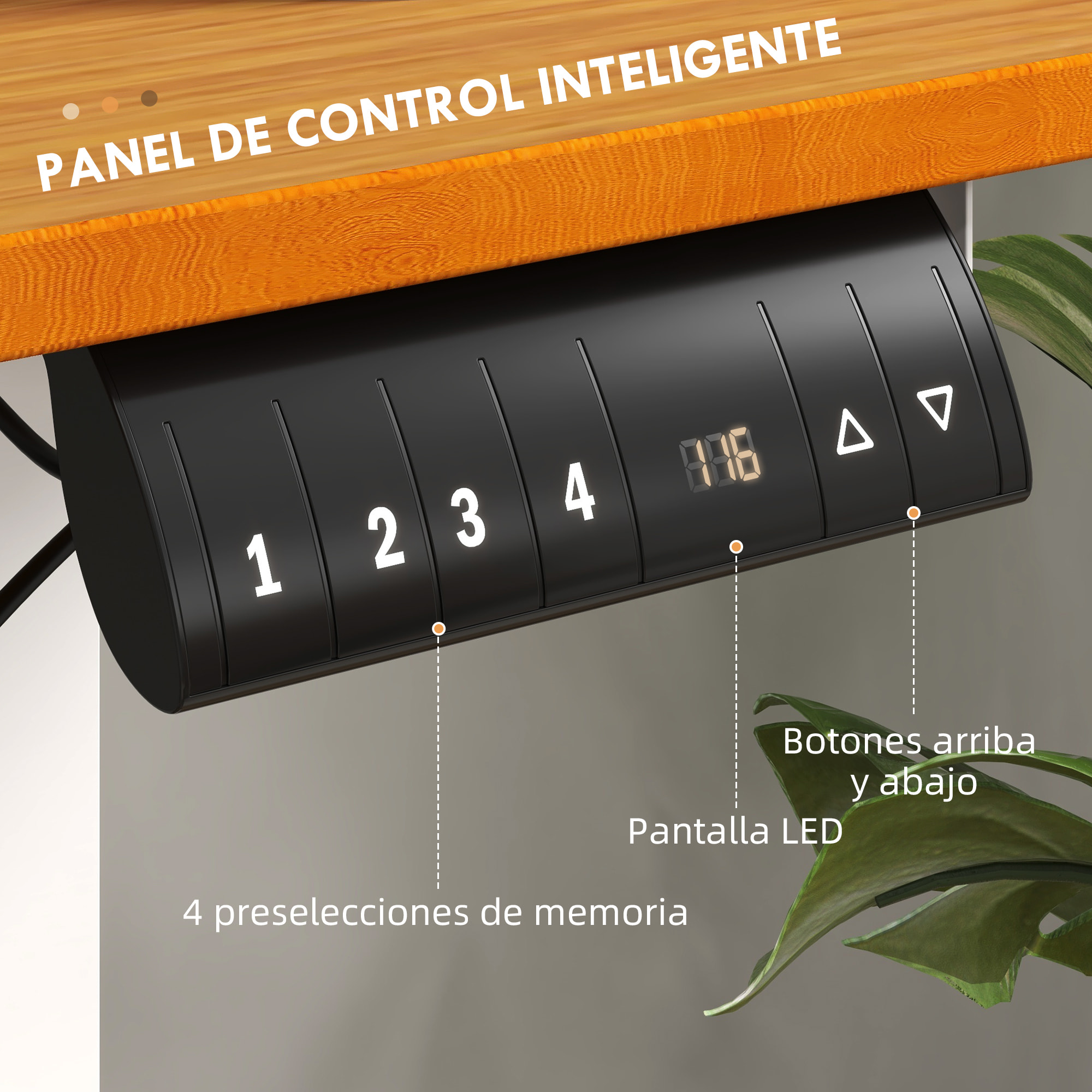 Escritorio Elevable Eléctrico con Altura Ajustable 3 Memorias Sistema de Colisión y Protección contra Sobrecalentamiento Escritorio de Pie para Oficina Hogar 120x60 cm Natural y Blanco