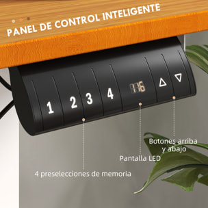 Escritorio Elevable Eléctrico con Altura Ajustable 3 Memorias Sistema de Colisión y Protección contra Sobrecalentamiento Escritorio de Pie para Oficina Hogar 120x60 cm Natural y Blanco