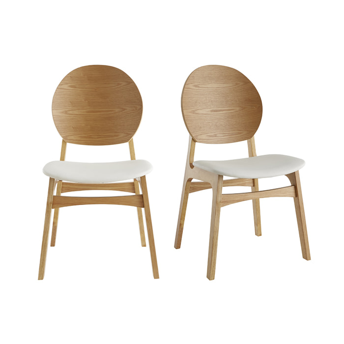 Chaises scandinaves en bois clair et blanc (lot de 2) ELTON