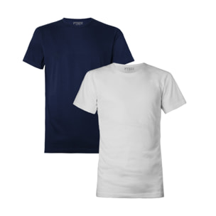 T-Shirt Uomo Pyrex Cotone Bielastico Art. PG30 Conf. 2 pz Girocollo Ass (1 Bianco + 1 Blu)