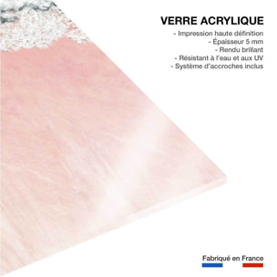 Tableau paysage mer plage de sable rose  Tableau plexiglas