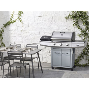 Barbecue Gaz "Bingo 4" - 4 brûleurs dont 1 latéral - 14kW + Housse protection - Argenté
