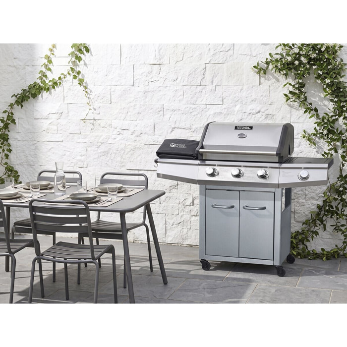 Barbecue Gaz "Bingo 4" - 4 brûleurs dont 1 latéral - 14kW + Housse protection - Argenté