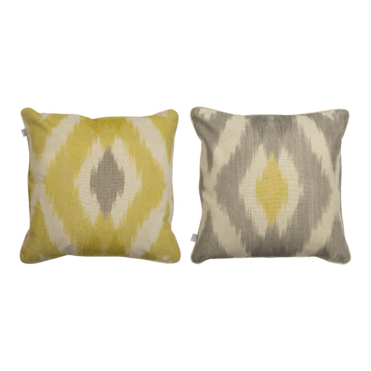 Lot de 2 housses de coussin FORMENTERA CARRÉ - jaune/gris