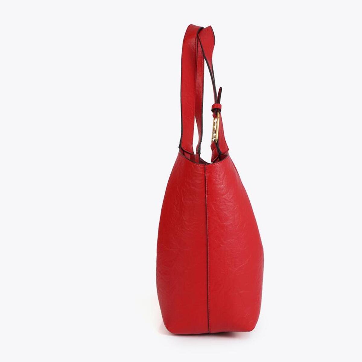 Borsa shopper con pieghe e logo sul manico