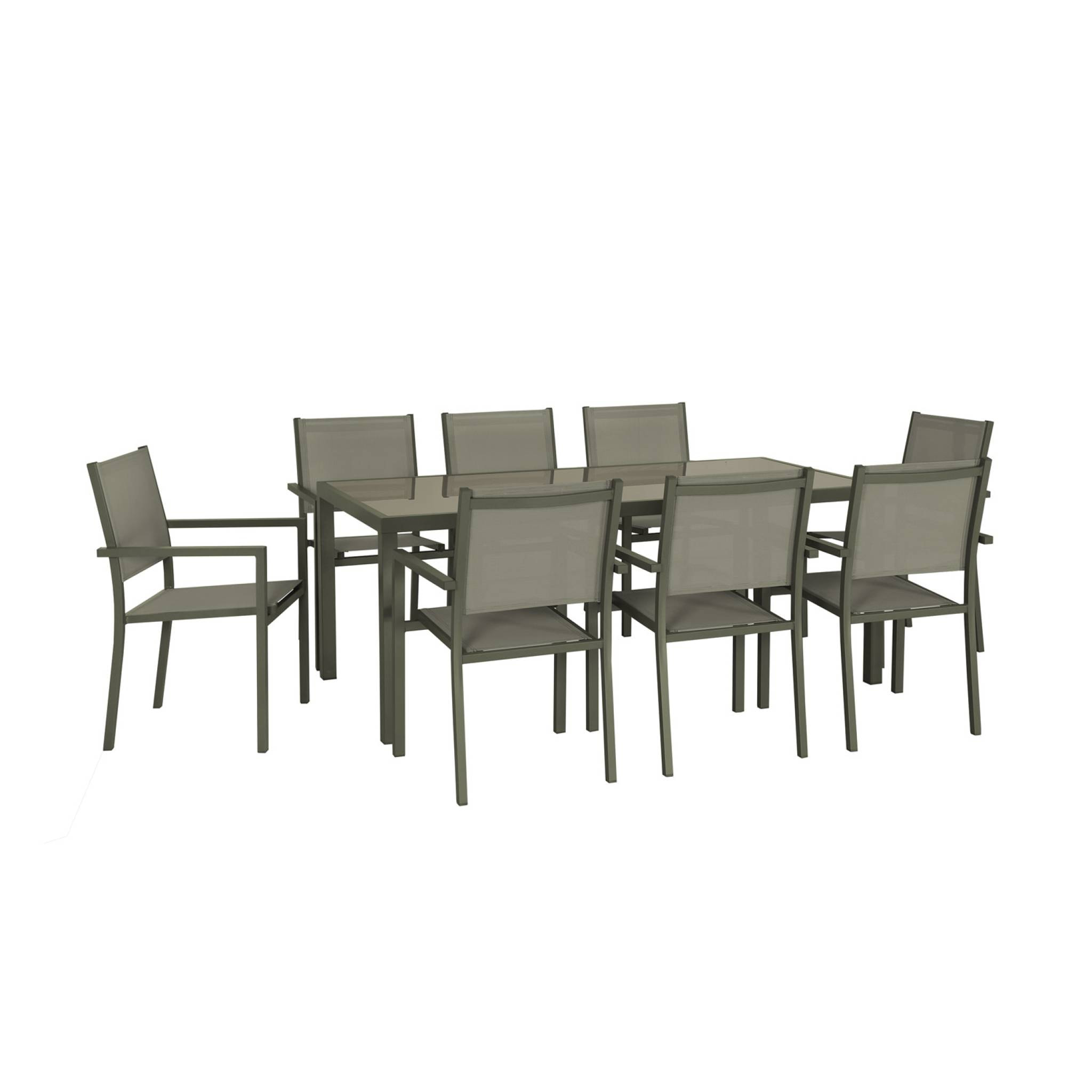 Table de jardin aluminium + 8 assises CAPUA 180