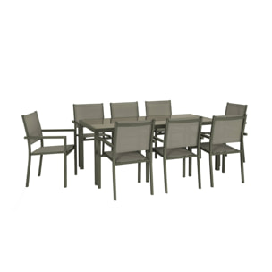 Table de jardin aluminium + 8 assises CAPUA 180