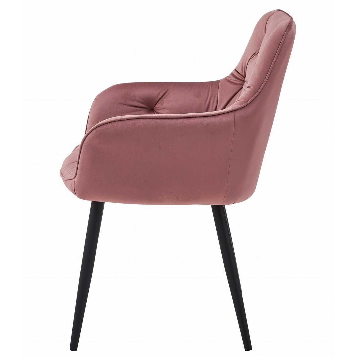 Set di 2 sedie Jork in velluto rosa con gambe nere