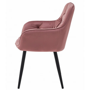Set di 2 sedie Jork in velluto rosa con gambe nere