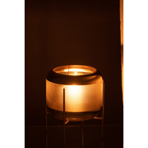 J-Line vase Rond Motif Sur Pied - verre - transparent/or - Ø 20 cm