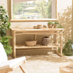 WILL - Console double plateau en branches de teck naturel