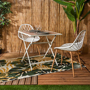 Table Metal Blanc Effet Bois Barcelone 70x70 M1