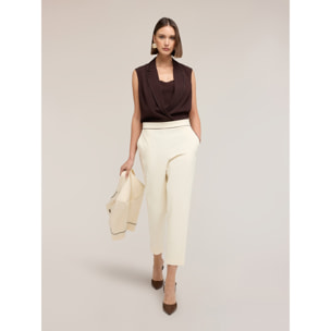 Motivi - Top a body con colletto The Tailoring Lab - Marrone