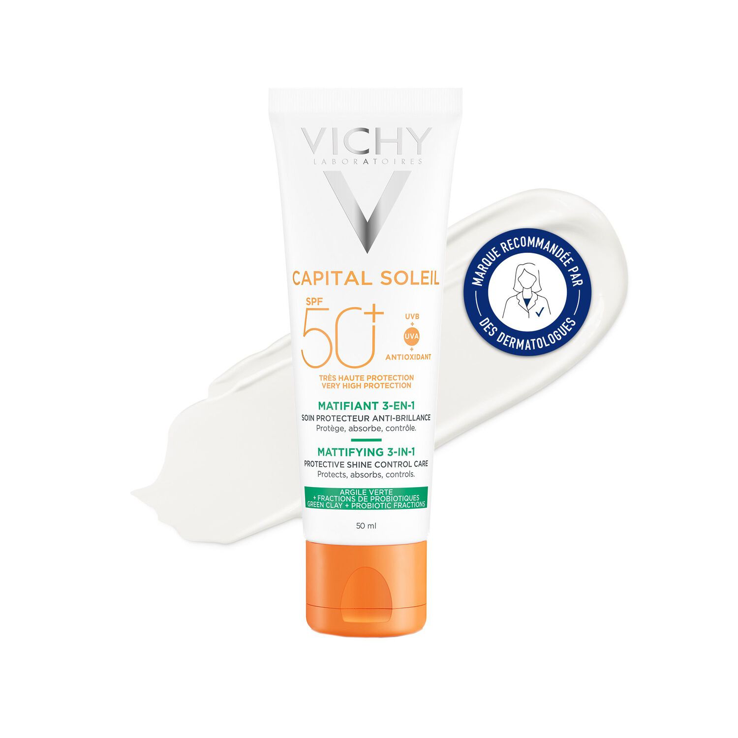 Capital Soleil SPF50+ - Matifiant Quotidien 3 en 1 - 50 ml