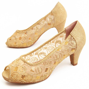 Zapato de tacón - Dorado - Altura: 6 cm