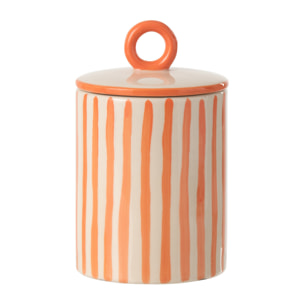 J-Line Pot décoratif Ligné - céramique - blanc cassé/orange