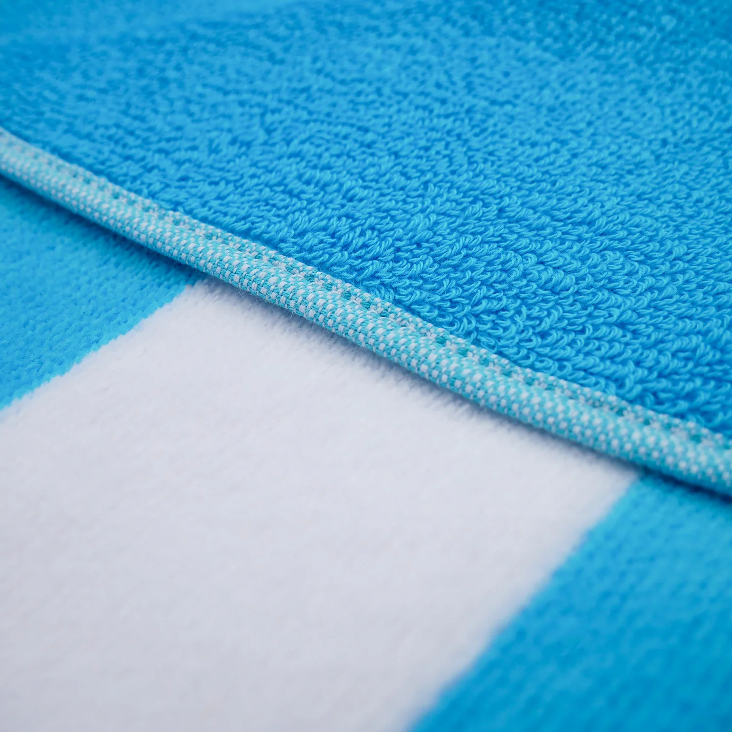 Serviette de plage éponge velours Jacquard Bleu 100x175 470g/m² - Bahia Bleu Turquoise