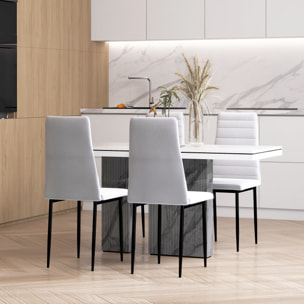 Pack de 4 Sillas de Comedor Modernas, Sillas de Cocina Tapizadas en Lino Sintético con Respaldo Alto y Patas de Metal, para Salón, Blanco