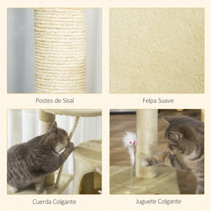 árbol Rascador para Gatos de Melamina 75x40x112cm Beige