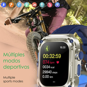 DAM Smartwatch Z85 Max con pantalla 2'', triple correa. Monitores de salud, ECG, tensión. Modos deportivos, llamadas BT. 4,7x1,4x5,5 Cm. Color: Amarillo