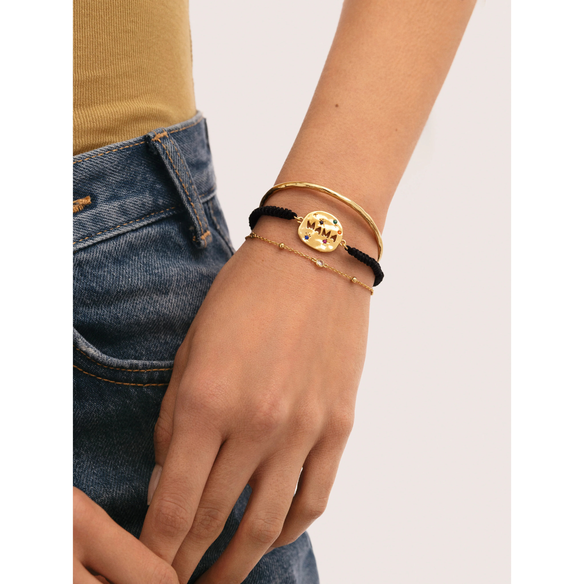 Pulsera Birthstone Plata Baño Oro