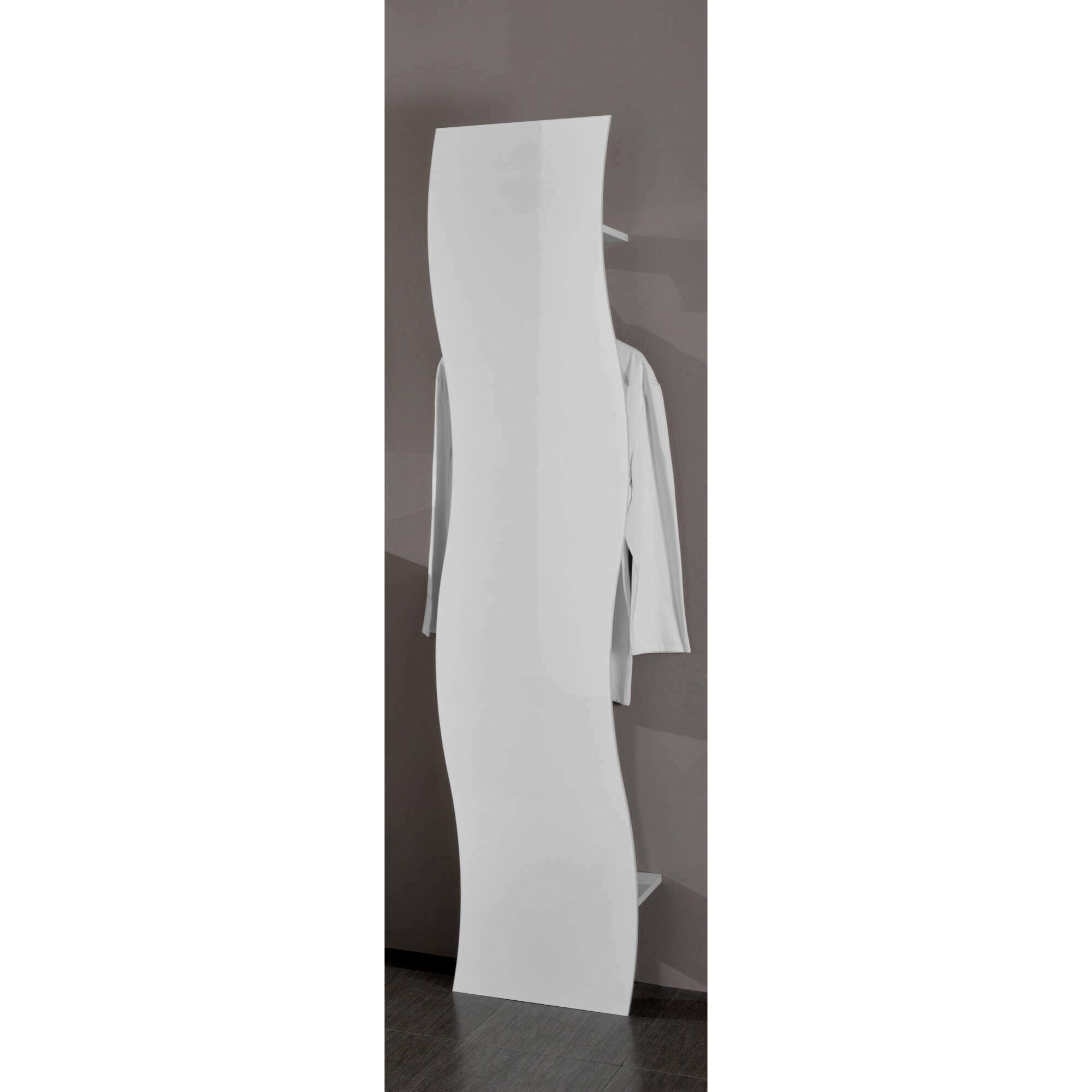Mobile da ingresso Alilia, Entratina moderna multifunzione, Armadietto multiuso per atrio, 100% Made in Italy, cm 40x27h186, Bianco lucido