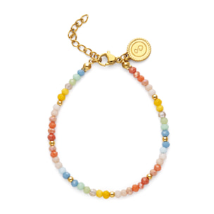 Pulsera Crystals Pastel Acero Baño Oro