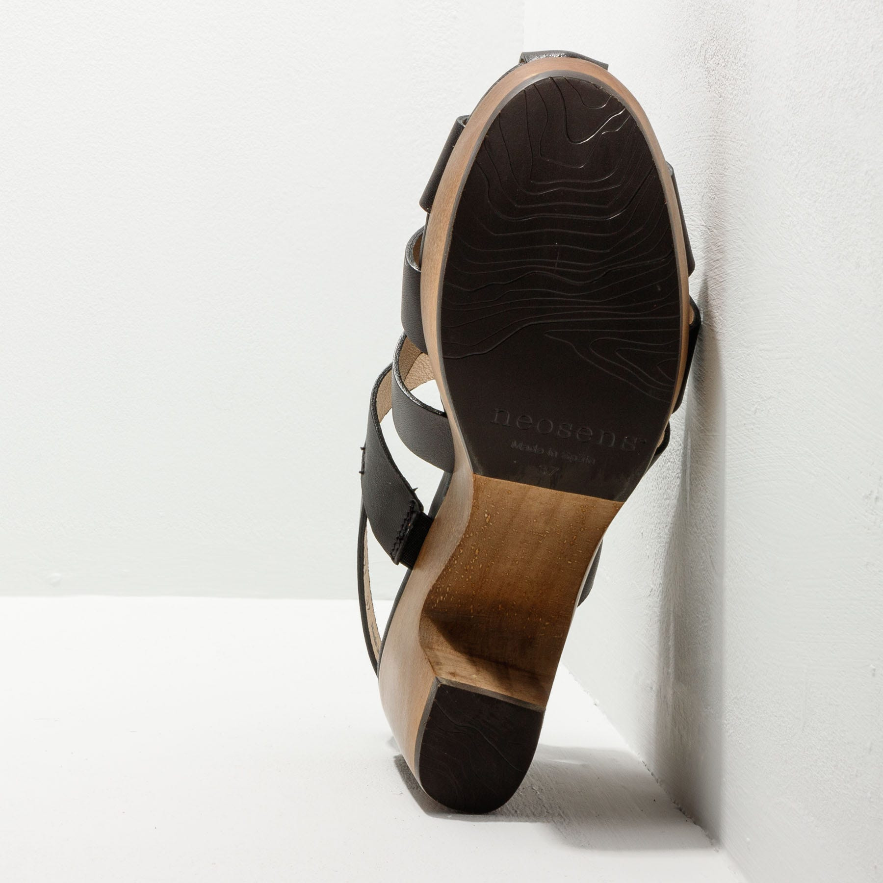 Sandalias con tacón S3271 RESTORED SKIN EBONY/ ST.LAURENT SANDAL color Ebony