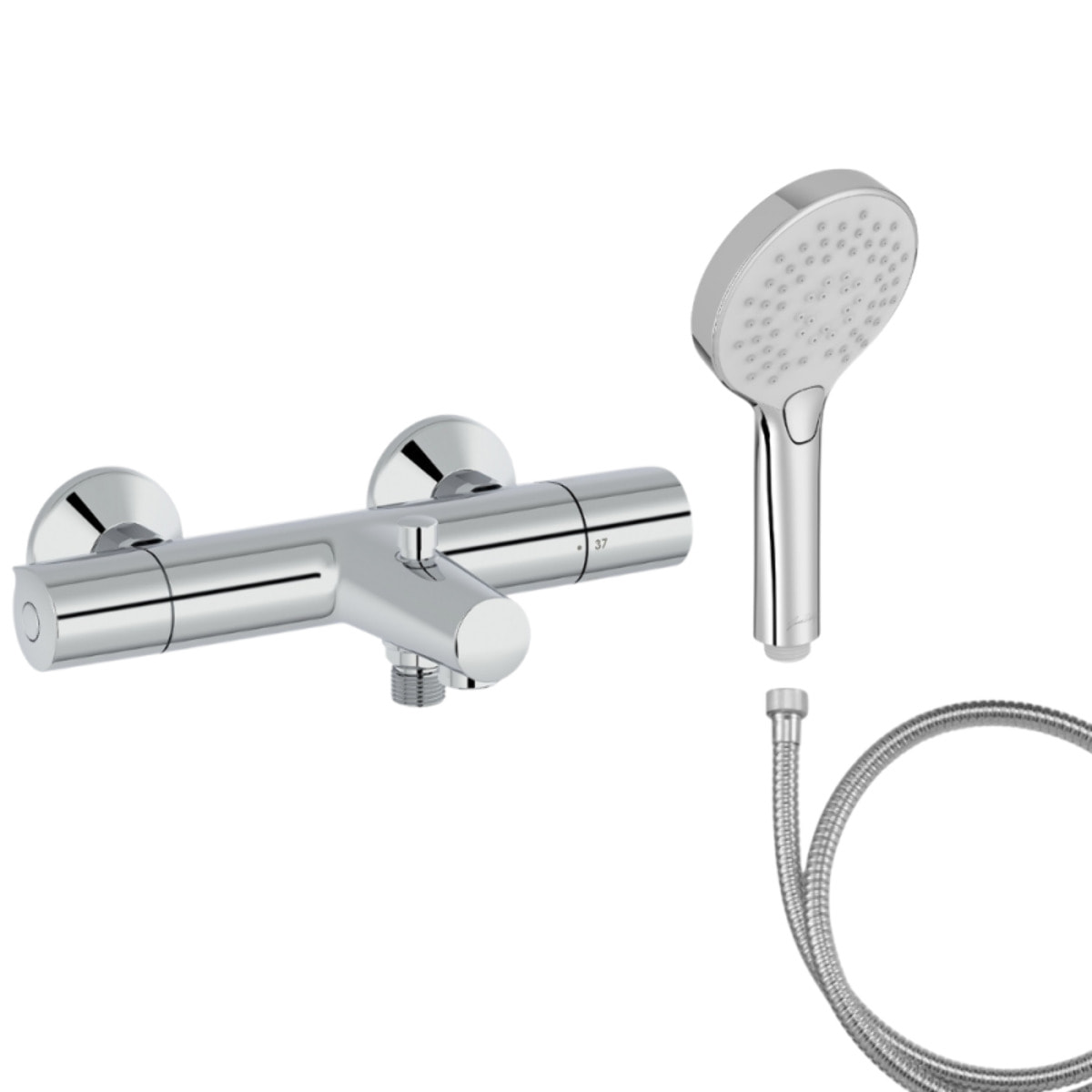 Mitigeur baignoire Simone + pommeau de douche Metro + flexible de douche métal