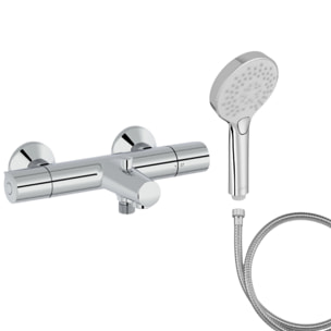 Mitigeur baignoire Simone + pommeau de douche Metro + flexible de douche métal