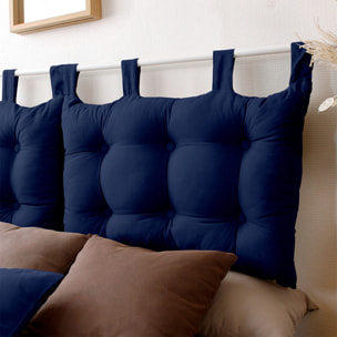 Coussin tête de lit en coton et pattes boutonnées - Bleu Marine