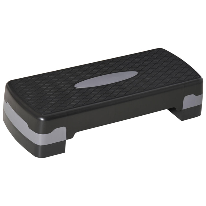 Stepper Fitness Aerobic hauteur reglable surface antiderapante dim. 68L x 29l x 10-15H cm plastique gris noir