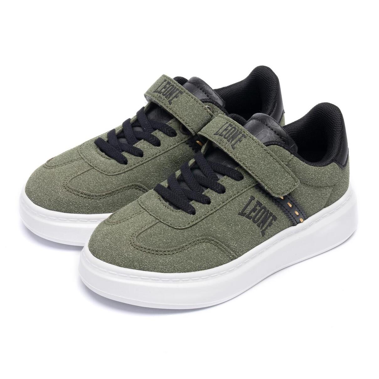 Sneakers da bambino con strap e lacci Leone 1947 Stripe